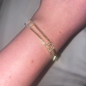 Gold fendi f bracelet with crystal f’s in perfect condition